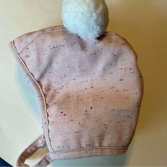 Baby girl Sherpa lined double pom-pom pink hat - Picture 2 of 5